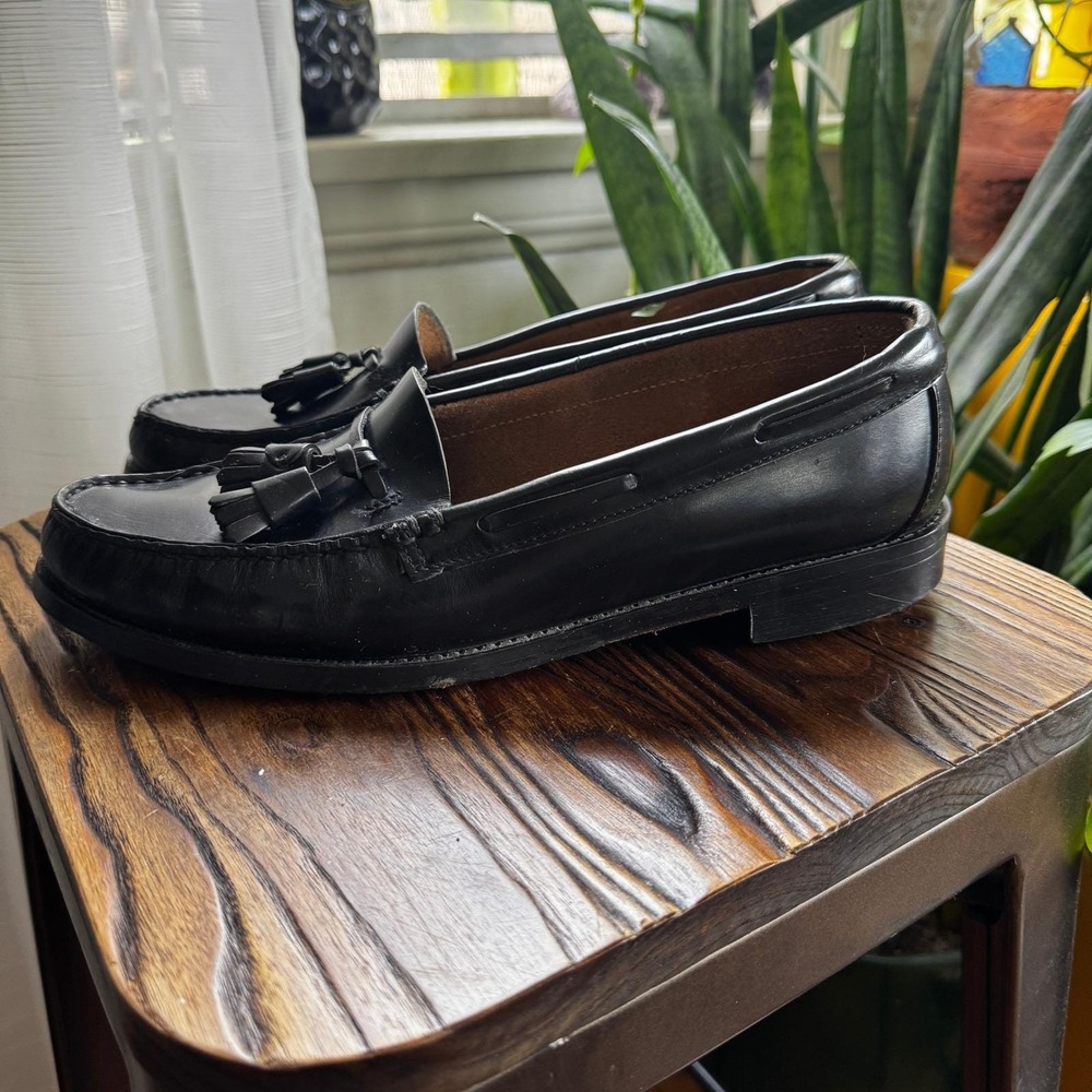 Neil Martin Mens Black Leather Tassel Loafers Made in Spain Size 9.5 Dress Shoes